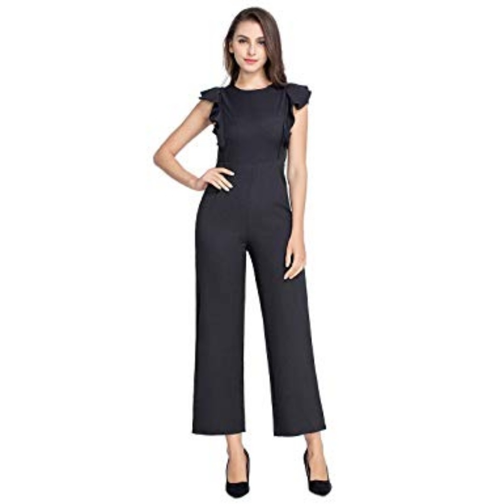 Navy ruffled jumpsuit